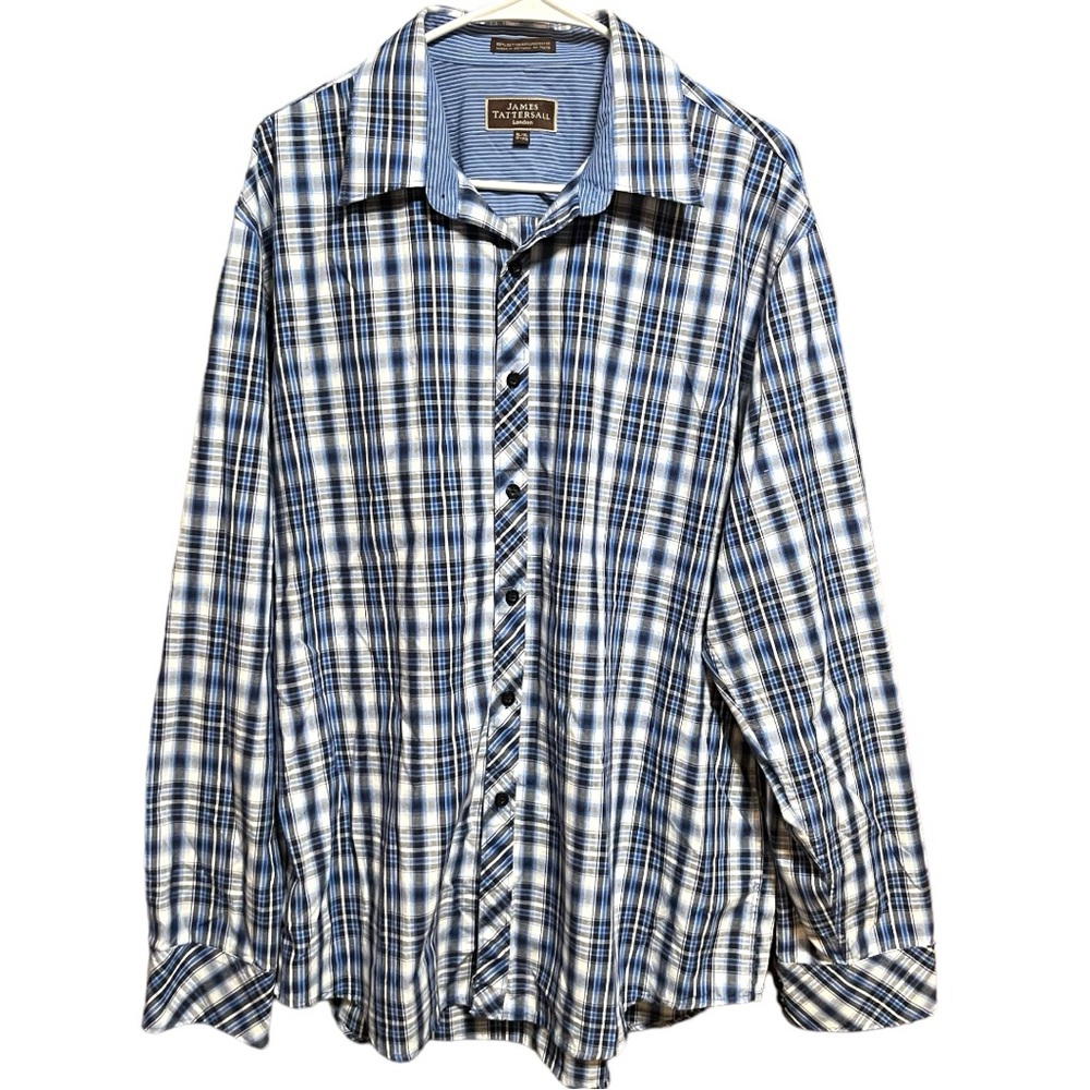 James Tattersall Mebs London Plaid Business Casual XL 17 17 1/2 Neck